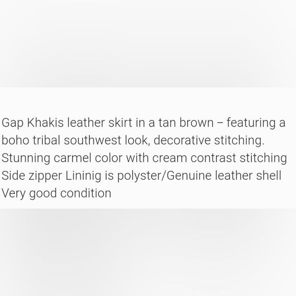 Gap Khakis Camel Leather Stitch Pencil Skirt, NWOT Southwestern Boho Vibe Sz.0 - Picture 6 of 7